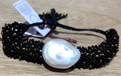 ME107 Pulsera Ajustable Perla Moneda