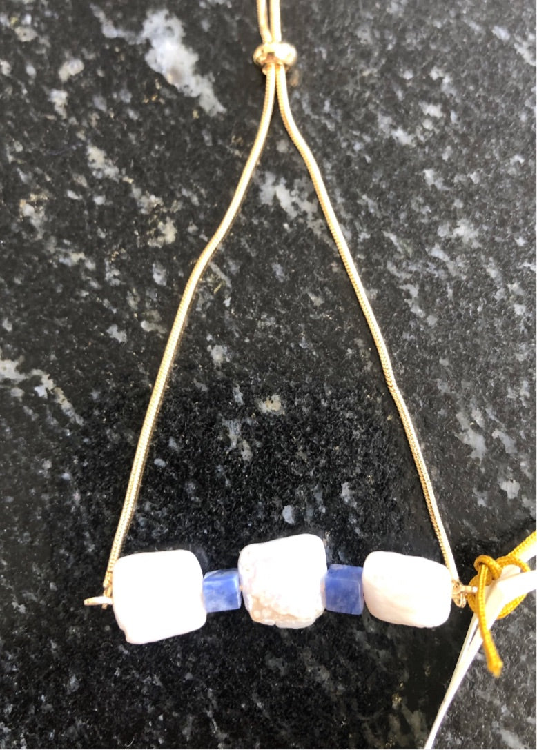 PHMP-22C Pulsera Perlas Cuadradas con Lapizazuli